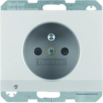 Prise K.5 avec mise à la terre et orientation LED rétro-éclairage en aluminium