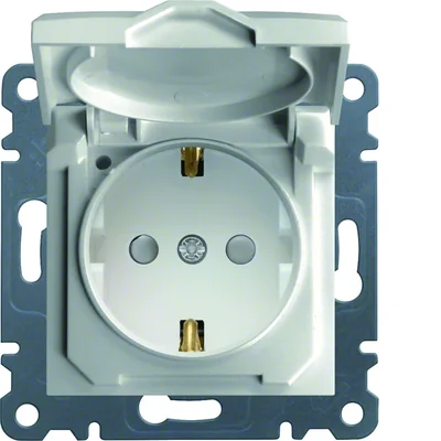 Prise LUMINA SCHUKO avec couvercle et obturateur de contact blanc