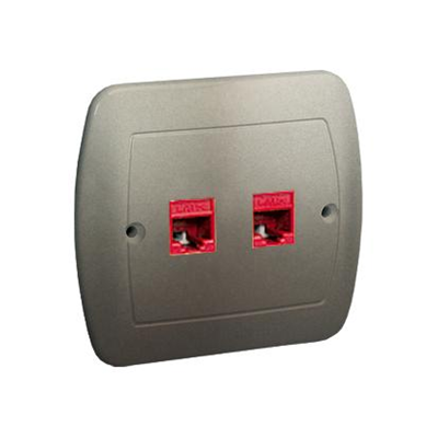 Prise ordinateur double RJ45 cat.5e satinée (métallique)