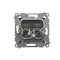 Prise ordinateur double RJ45 catégorie 6 avec cache anti-poussière (module) anthracite (métallique)