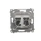 Prise ordinateur double RJ45 catégorie 6 avec cache anti-poussière (module) or (métallique)
