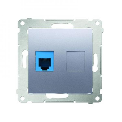 Prise ordinateur RJ45 cat.5e + RJ12 (module) argent (métallique)