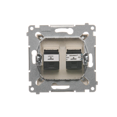 Prise ordinateur RJ45 cat.5e + RJ12 (module) or (métallique)