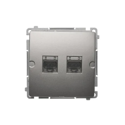 Prise ordinateur RJ45 cat.6 double blindage métallique satiné