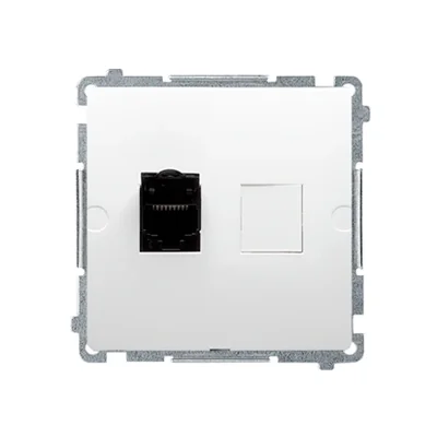Prise ordinateur RJ45 cat.6 simple blindée blanche