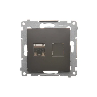 Prise ordinateur simple RJ45 cat.6 blindée avec cache anti-poussière (module) marron métallisé mat