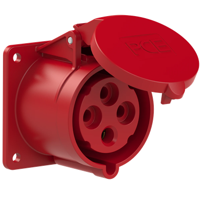 Prise panneau droit 32A 3P+T 400V 50/60Hz 6h IP44, bride 75X75, entraxe 60X60