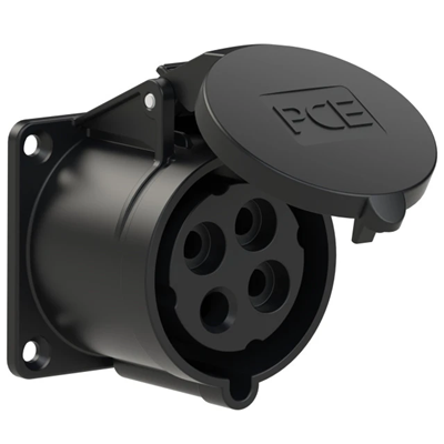 Prise panneau droit 32A 3P+T 400V 50/60Hz 7h IP44, bride 70X70, entraxe 56X56
