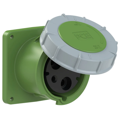 Prise panneau droit POWER TWIST 125A 2P+T >50-500V 301-500Hz 2h IP66/67, bride 120X120, entraxe 100X100