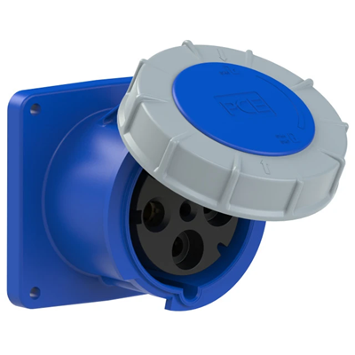 Prise panneau droit POWER TWIST 125A 3P+T 230V 50/60Hz 9h IP66/67, bride 120X120, entraxe 100X100