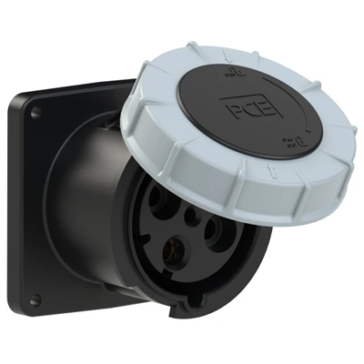 Prise panneau droit POWER TWIST 125A 3P+T 500V 50/60Hz 7h IP66/67, bride 120X120, entraxe 100X100