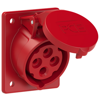 Prise panneau inclinée 16A 3P+T 400V 50/60Hz 6h IP44/54 (bride 70X85, entraxe 50X65)