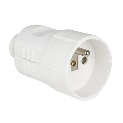 Prise portable avec broche de terre 16A 2P+T 230V IP20, blanc