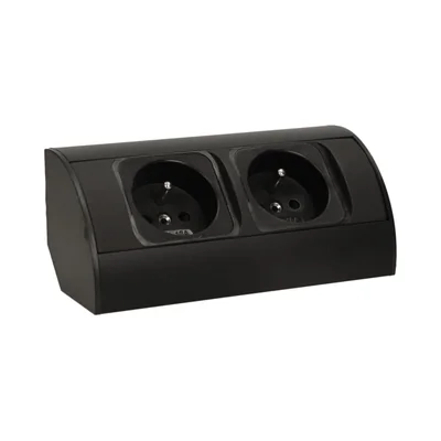 Prise pour meubles sans interrupteur, 2x2P+Z, noire