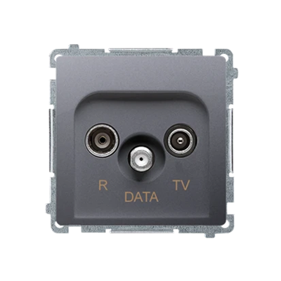 Prise R-TV-DATA (module) acier inoxydable métallique