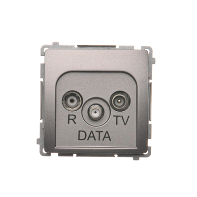 Prise R-TV-DATA (module) acier inoxydable métallique