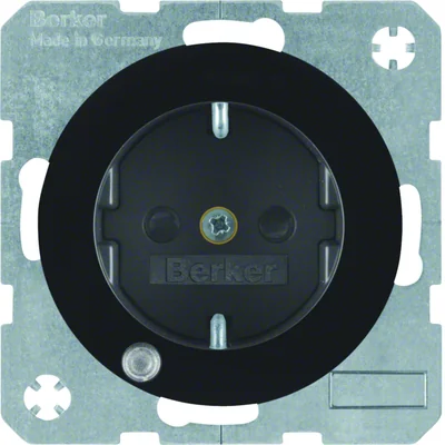 Prise R.1 SCHUKO avec indicateur LED noir