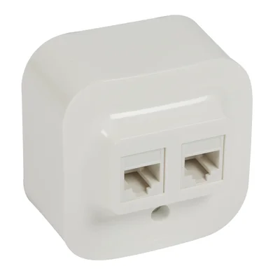 Prise RJ45 double UTP cat.5e, blanche