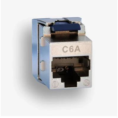 Prise RJ45 STP 6 sans outil slim blindé argent