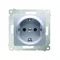 Prise Schuko à obturateurs (module) 16A, 250V, connecteurs rapides, argent (métallique)
