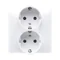 Prise Schuko double à obturateurs 16A, 250V, bornes à vis, blanc