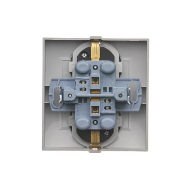 Prise Schuko double à obturateurs 16A, 250V, bornes à vis, dorée (métallique)