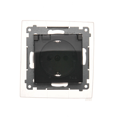 Prise Schuko pour version IP44 avec obturateurs et joint de cadre (module) 230V, anthracite métallique