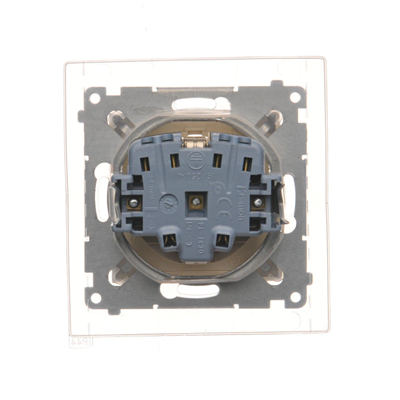 Prise Schuko pour version IP44 avec obturateurs et joint de cadre (module) 230V, crème