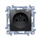 Prise Simon 10 WC-GZ1BCXXX-01-49A avec mise à la terre, version IP44 avec joint et clapet transparent (module), 16 A, 250 V~, connecteurs rapides ; noire