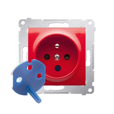 Prise SIMON 54 DATA avec clé d'autorisation (module) 16A 230V antibactérien rouge