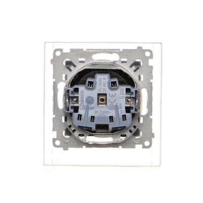 Prise Simon 54 WMDW-53111x-049 pour version IP44 AVEC JOINT (module) 16 A, 250 V~, bornes à vis, clapet transparent ; noir *Joint pour châssis S54 PREMIUM