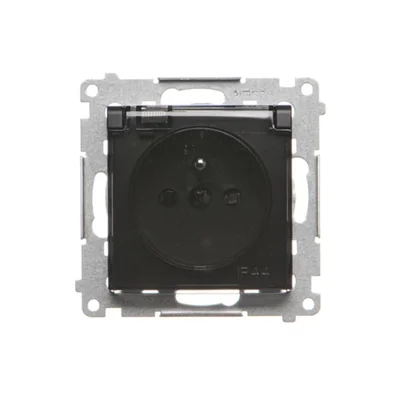 Prise Simon 54 WMDW-53121x-049 pour version IP44 sans joint (module) 16 A, 250 V~, bornes à vis, clapet transparent ; noir *Joint de cadre requis