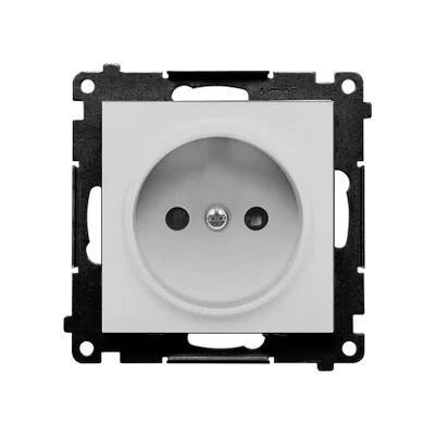 Prise Simon 55 WMDW-001111-143 sans terre avec obturateurs (module) 16 A, 250 V~, connecteurs rapides ; aluminium mat