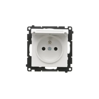 Prise Simon 55 WMDW-50122x-111 pour version IP44 sans joint (module) 16 A, 250 V~, connecteurs rapides. Rabat couleur couvercle ; blanc mat