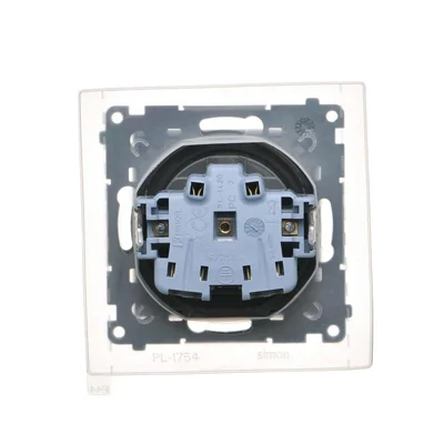 Prise Simon 55 WMDW-50123x-116A pour version IP44 avec joint (module) 16 A, 250 V~, connecteurs rapides. Rabat transparent ; graphite mat