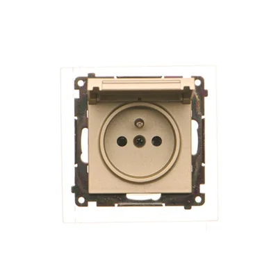 Prise Simon 55 WMDW-50123x-144 pour version IP44 avec joint (module) 16 A, 250 V~, connecteurs rapides. Rabat couleur champagne mat.