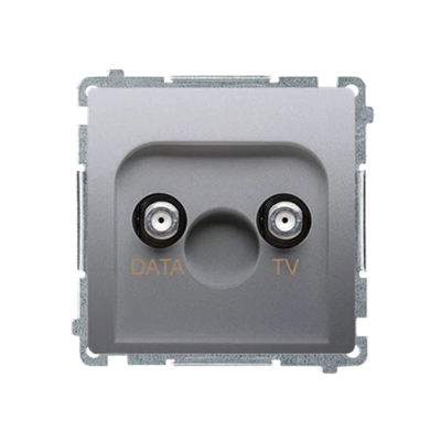 Prise SIMON BASIC TV-DATA deux ports de sortie type "F" (module) 5-1000 MHz argent mat