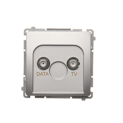 Prise SIMON BASIC TV-DATA deux ports de sortie type "F" (module) 5-1000 MHz argent mat