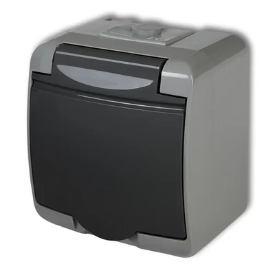Prise simple JUNIOR avec mise à la terre 2P+Z (clapet en graphite ; sans obturateurs)