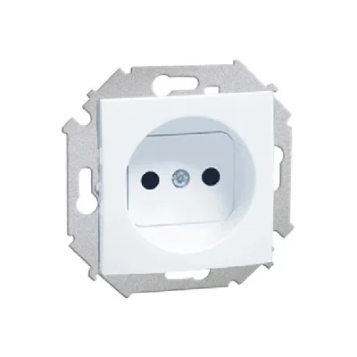Prise simple sans mise à la terre avec obturateurs pour chemins de courant (module) 16A 250V blanc