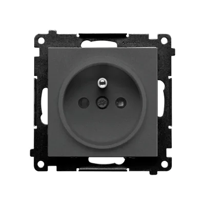 Prise simple Simon 55 WMDW-0011S2-116 avec mise à la terre et obturateurs (module) 16 A, 250 V~, connecteurs rapides ; graphite mat