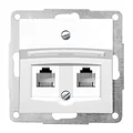Prise téléphonique double 2 x RJ12 keystone jack blanc