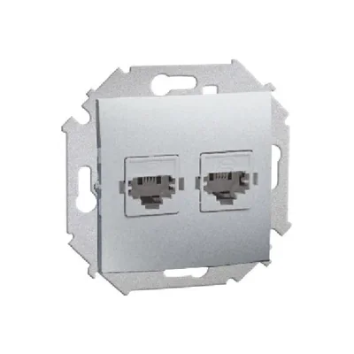 Prise téléphonique double RJ12 (module) aluminium (métallique)