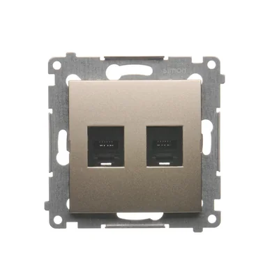 Prise téléphonique double RJ12 (module) or (métallique)