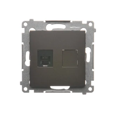 Prise téléphonique RJ12 simple (module) marron métallisé mat