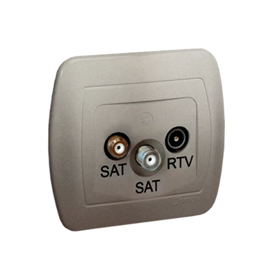 Prise terminal SAT-SAT-RTV métallique satiné