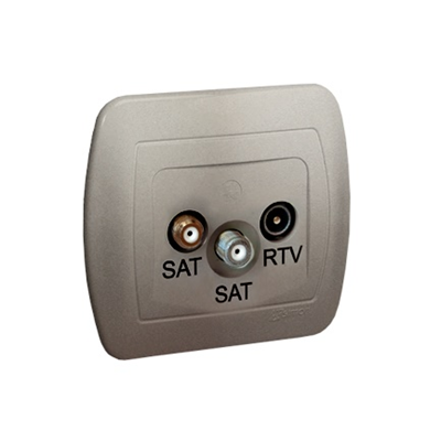 Prise terminal SAT-SAT-RTV métallique satiné