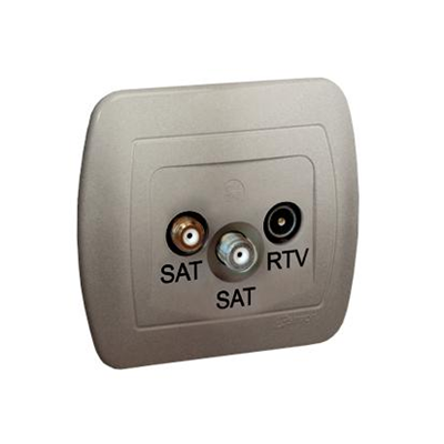 Prise terminal SAT-SAT-RTV métallique satiné