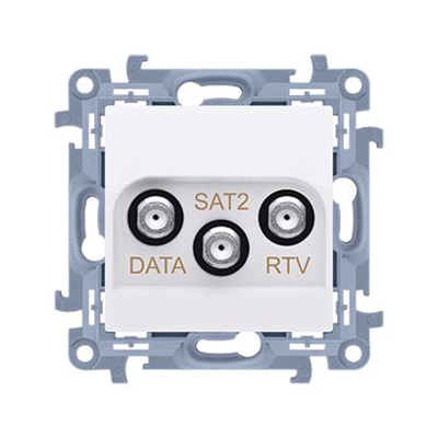 Prise terminal SIMON 10 RTV-DATA-SAT (module) 1xWE 5÷2400 MHz, 3xWY "F", (RTV:88÷900 MHz), (DATA: 5÷900 MHz), (SAT: 950÷2400 MHz) , Blanc