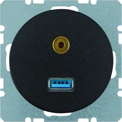 Prise USB R.1/R.3/jack 3,5 mm noir brillant